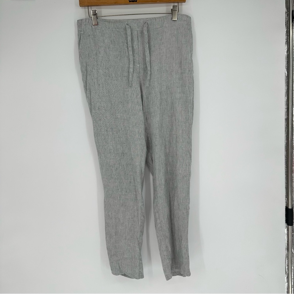 NIC+ZOE Linen Blend White Black Pants Sz 6